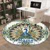 Jeweled Peacock Art Deco Frame With Personalized Name Office Carpet Nonslip Carpet Office Chair Mat Design For Home Bedroom Gift Living Roomt35