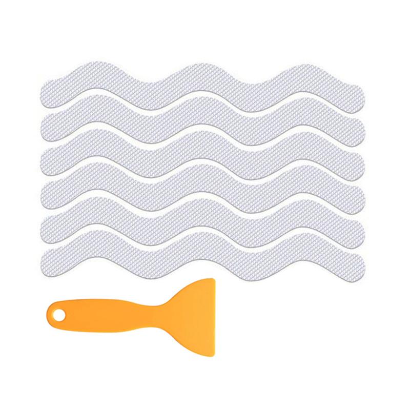 6/12/24Pcs Anti Slip Shower Stickers With Scraper Safety Bathtub Strips Adhesive Decal Waterproof  For Bath Tub Shower Stairs