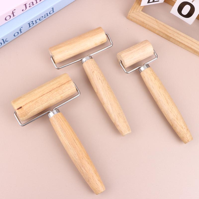 Wooden Dough Roller Nonstick Rolling Pin With Handle For Baking Pastry Pizza Home Cooking Kitchen Supplies Easy Clean