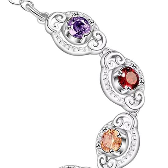 Damska Bransoletka Vintage Wielokolorowa Bransoletka z Cyrkoniami Elegancka Retro Bransoletka Biżuteria Prezent dla Żony Dziewczyny