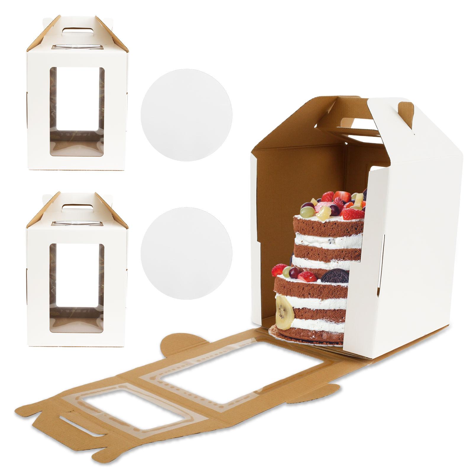 

3 шт. высокие коробки для тортов с 4 окошками, переносные 10-дюймовые многоярусные коробки для тортов, многоразовая многоярусная высокая коробка для тортов с ручкой, тарелка для торта