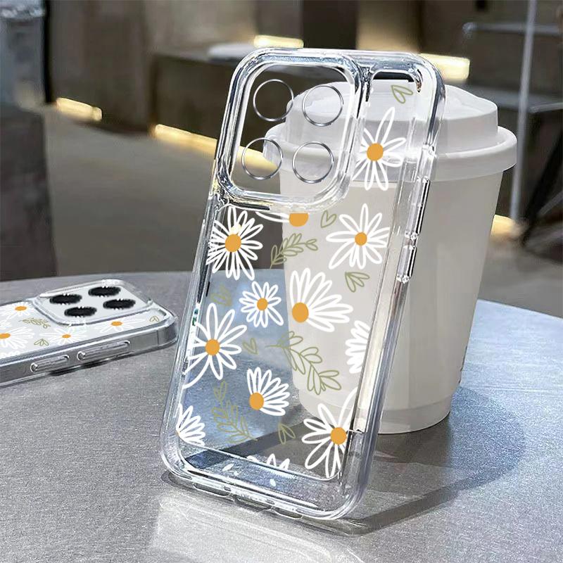 For Redmi Note 14 13 14C Case Sketching Line Flower Print Clear TPU Soft Cover For Funda Xiaomi Redmi Note 14 Pro 5G 13 12 11