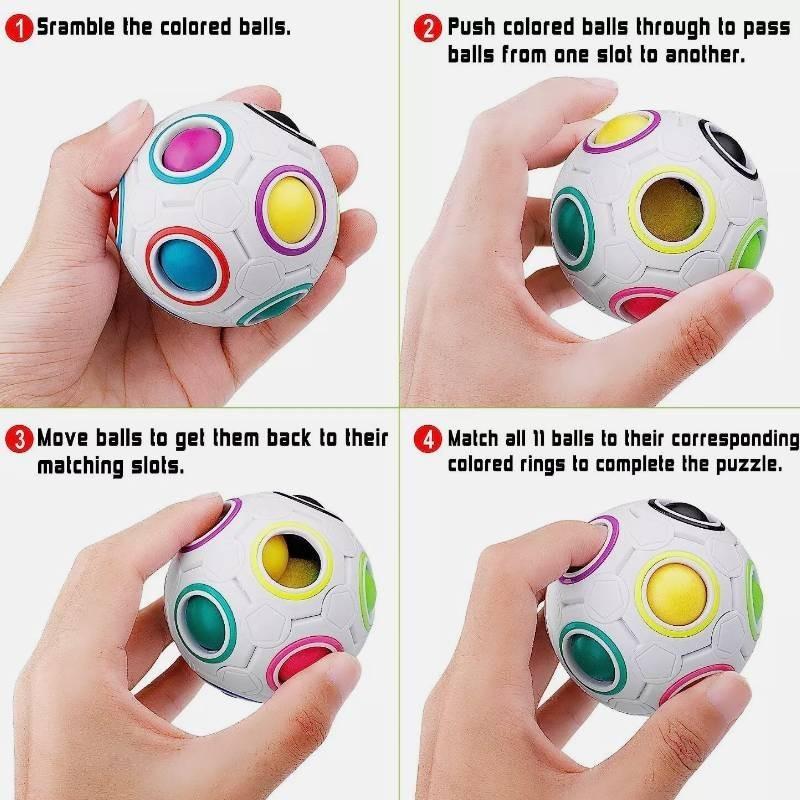 Colorful 12 Hole Magic Ball Stress Relief Toy Creative Rainbow Puzzle For Anxiety
