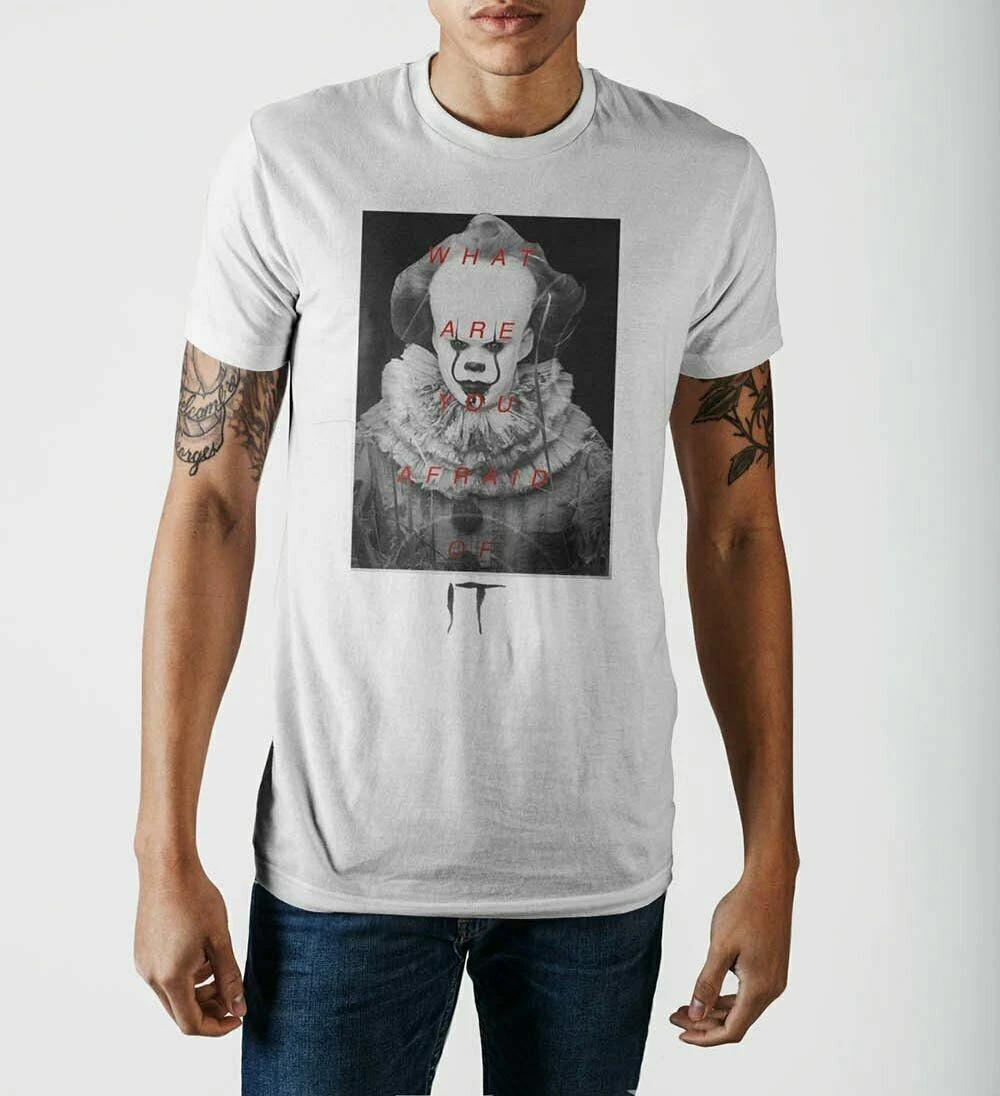 It Movie Mens What Are You Afraid Of? Pennywise Clown White Shirt New 2XL M