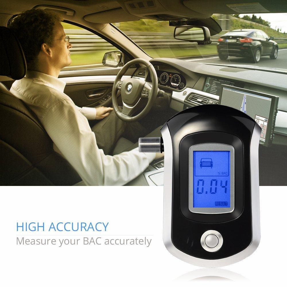 Breathalyzer Digital LCD Breath Alcohol Tester with 10 Mouthpieces Display