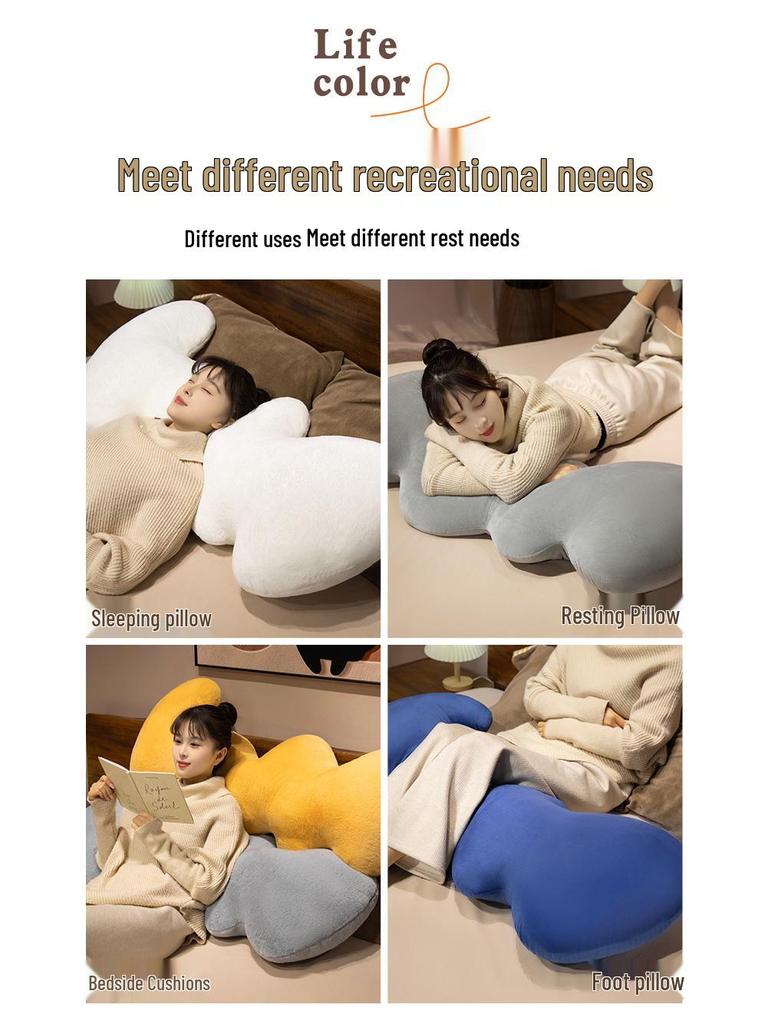 Wave-Shaped Cloud Leg & Back Hugging Pillow - Long Body Cushion for Side Sleepers