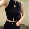 American Knitted Camisole Hollow-out Tank Top Women's Outerwear Hot Girl Summer Backless Base Layer Sweet & Spicy Short Sexy Top