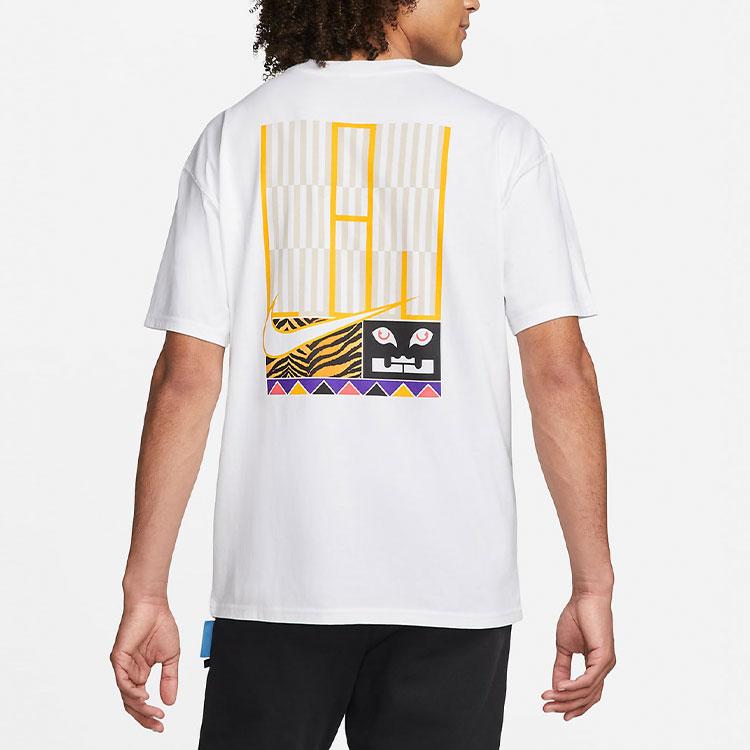 Nike Striped Pattern Print Basketball Round Neck Casual Short Sleeve T-Shirt Men Tops White DQ1882-100