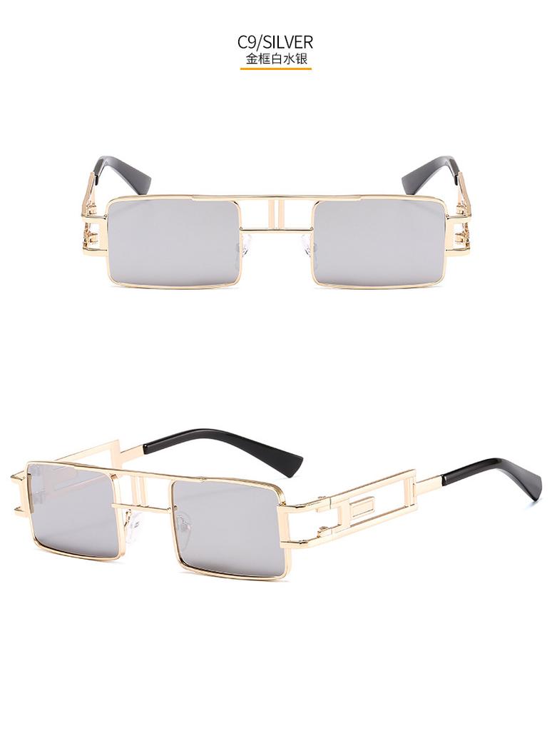 Vintage Retro Punk Rectangle Sunglasses for Women Fashion Hollow Out Metal Frameds Steampunk Style Sunglasses Men Eyewear Mirror Oculos De Sol UV400
