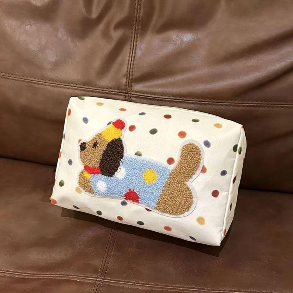 Zipper Travel Toilet Bag Large Capacity Skincare Storage Bag Cartoon Puppy Cosmetic Bag  Stationery