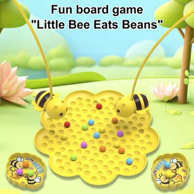 Bee Bean Picking Fishing Game Magnetic Bead Catcher Tabletop Game with Headband Kids Parents Family Party Interactive Educational Toy