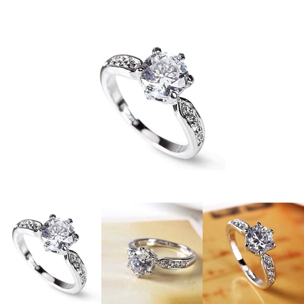 Elegant Womens Geometric White Copper Ring With Faux Diamond For Weddings And Engagements