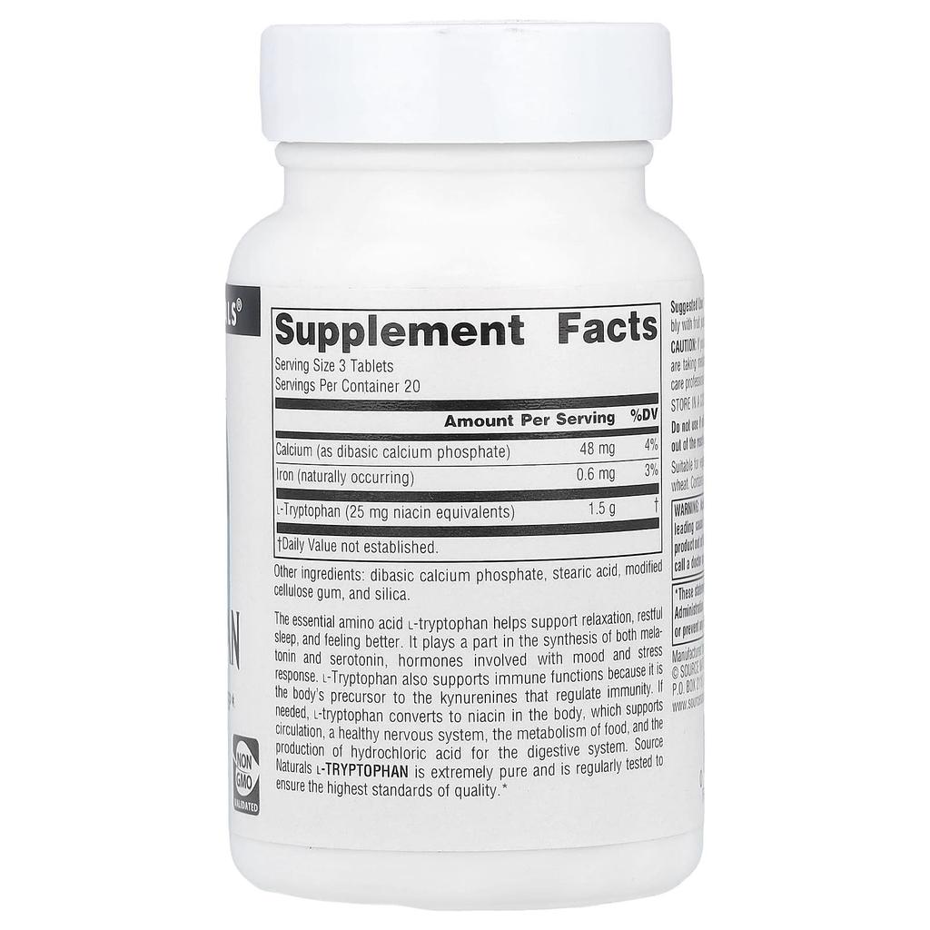 L-Tryptophan, 500Mg, 60 Tablets (166Mg Per Tablet)