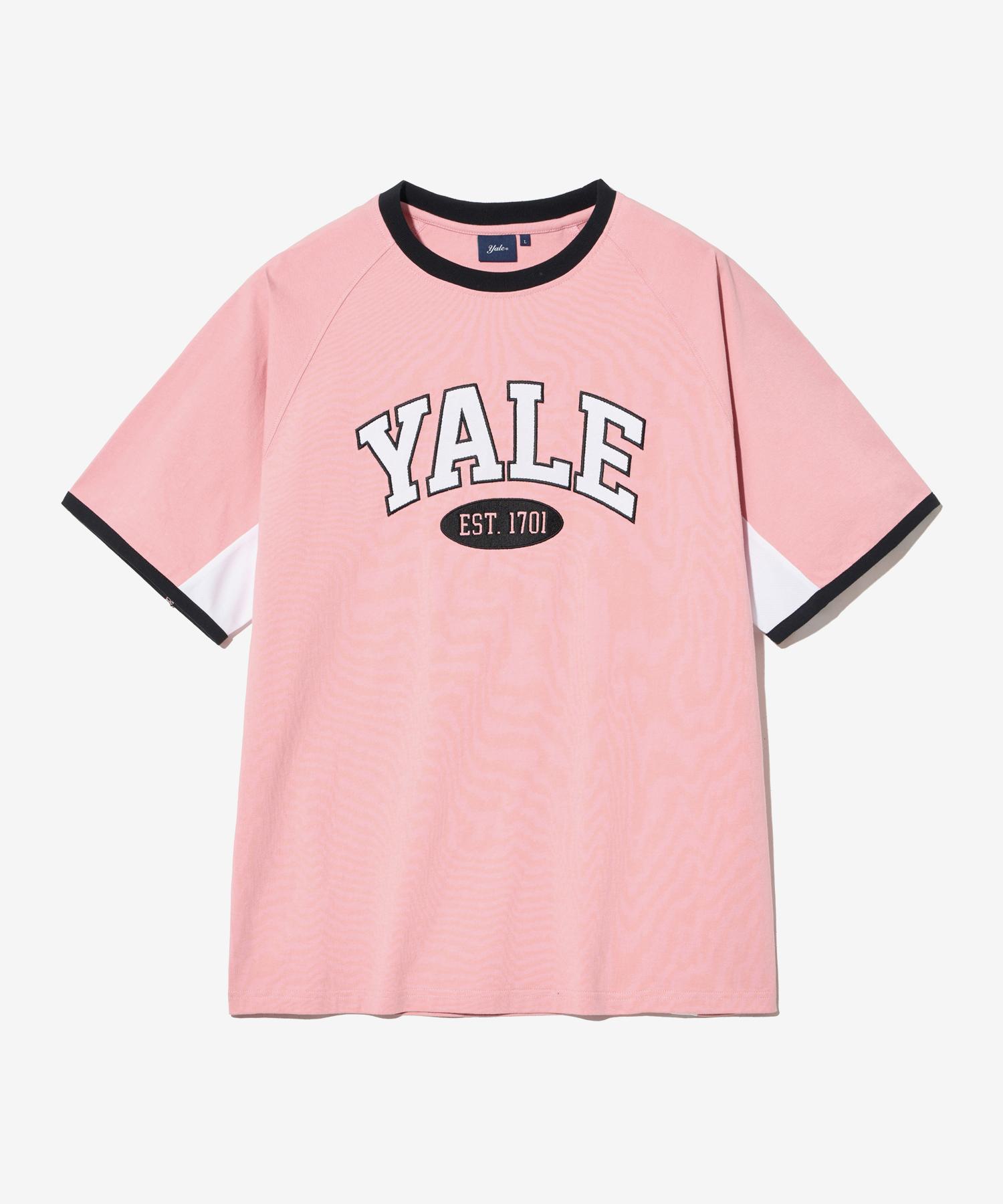 Спортивная двухцветная футболка Yale с аркой, короткий рукав, бледно-розовый Note/Xl