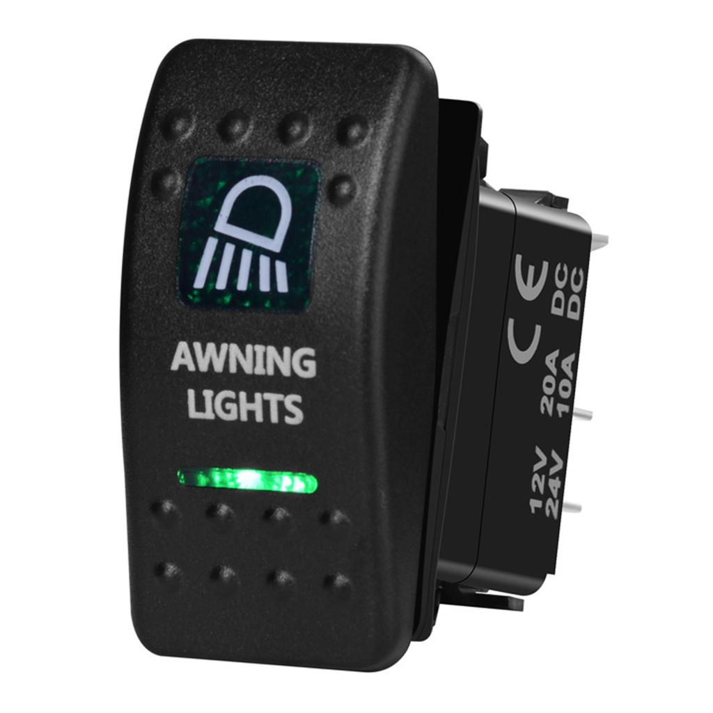 12V/24V Marine Rocker Switch Green LED SPST ON-OFF DPDT ON-OFF-ON Momentary Toggle for 4x4 Off-Road RZR ATV ARB Carling Style