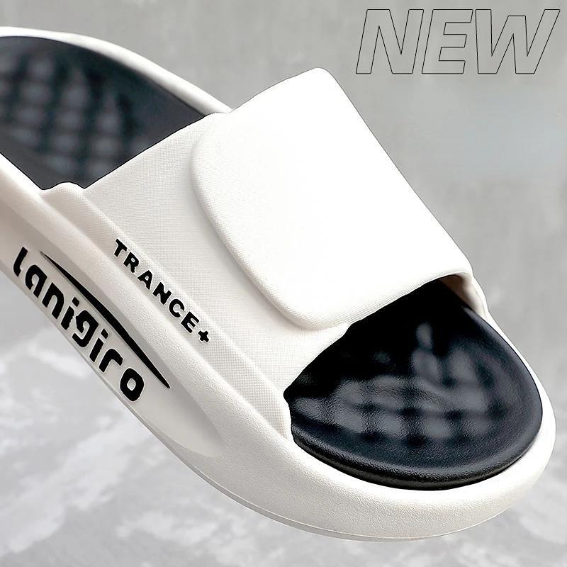 2024Men's Summer Pvc Soft Slippers Men  Outdoor Thicken Anti-Slip Beach Sandals Couples Bathroom Homeslides Flip Flops