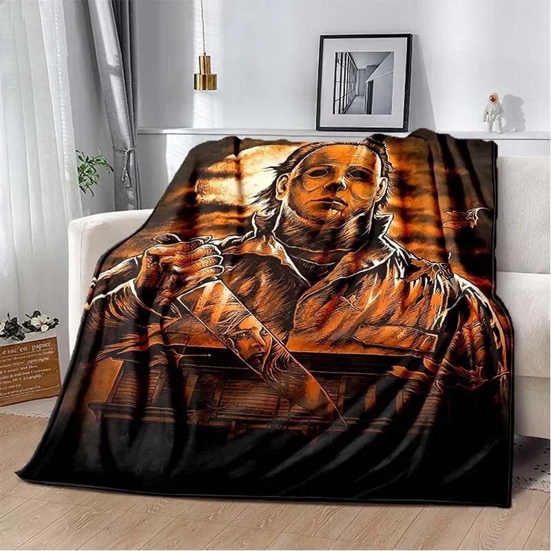 Horror movie character M-Michael Myers Halloween Home Bed Blanket Comfortable Portable Bedroom Sofa Picnic Blanket Gift