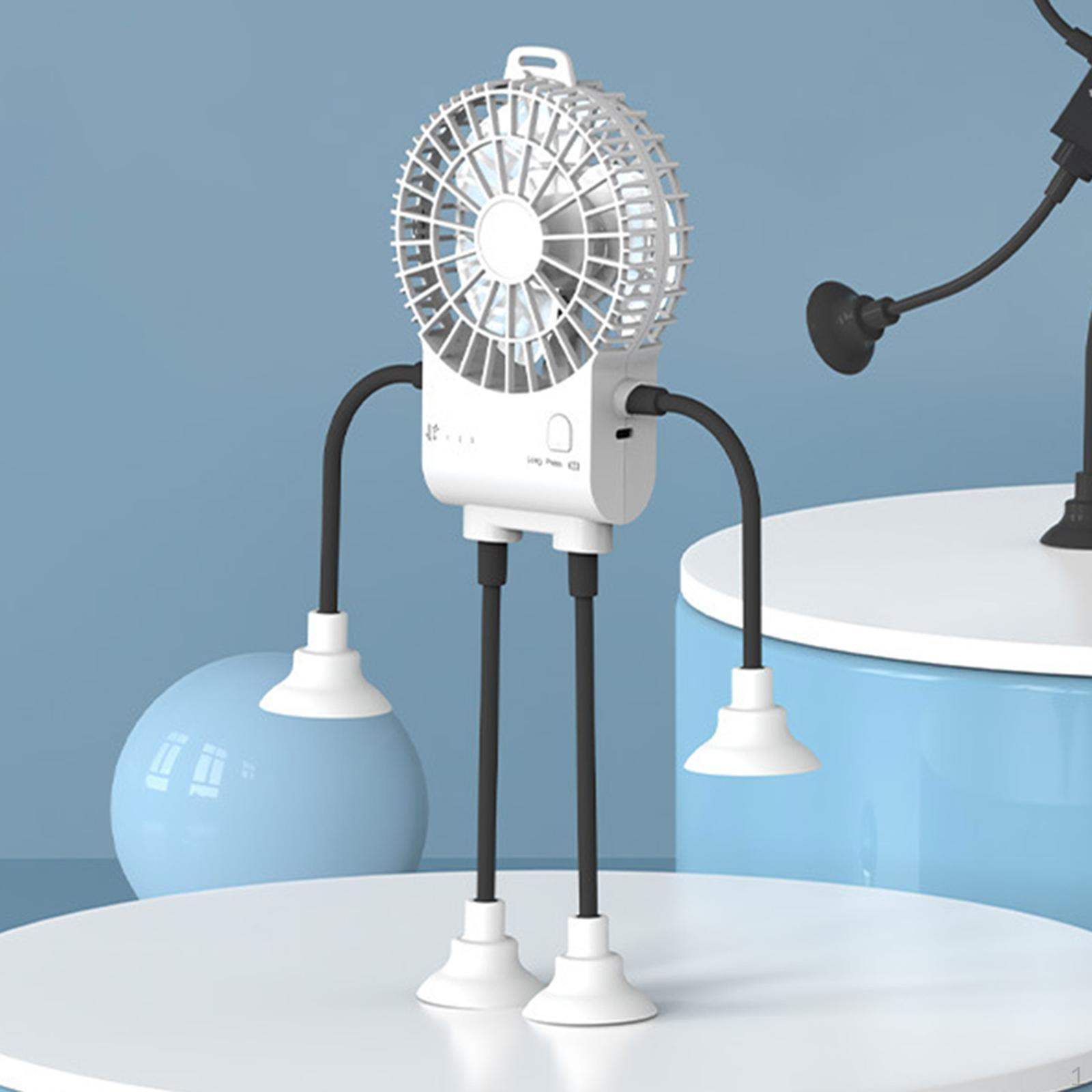 

Portable Robot Fan with Suction Cup, Foldable, Lightweight, Creative, Adjustable Desktop for белый