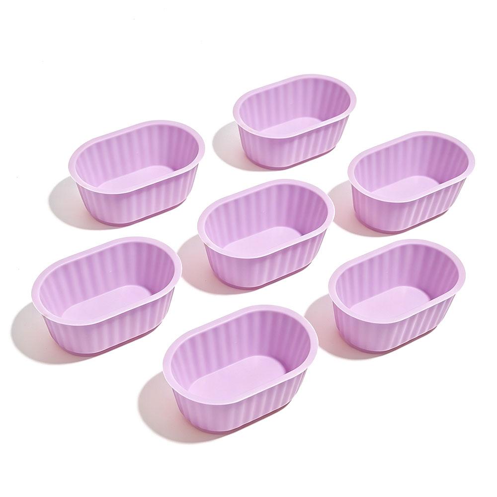 7Pcs Silicone Oval Cake Molds Muffin Cupcake Reusable Bread Cake Toast Pan Cake Moulds Baking Molds Tools Decorating Tools