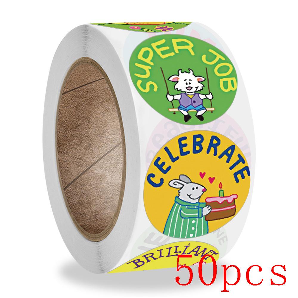 50-500Pcs English Animals Cartoon Stickers For Kids Toys Label School Teacher Reward Sticker 1Inch Pattern Motivational Sticker