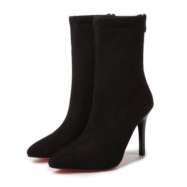 Short boots for women in autumn and winter 2025  new suede slim leg midsole elastic boots for women