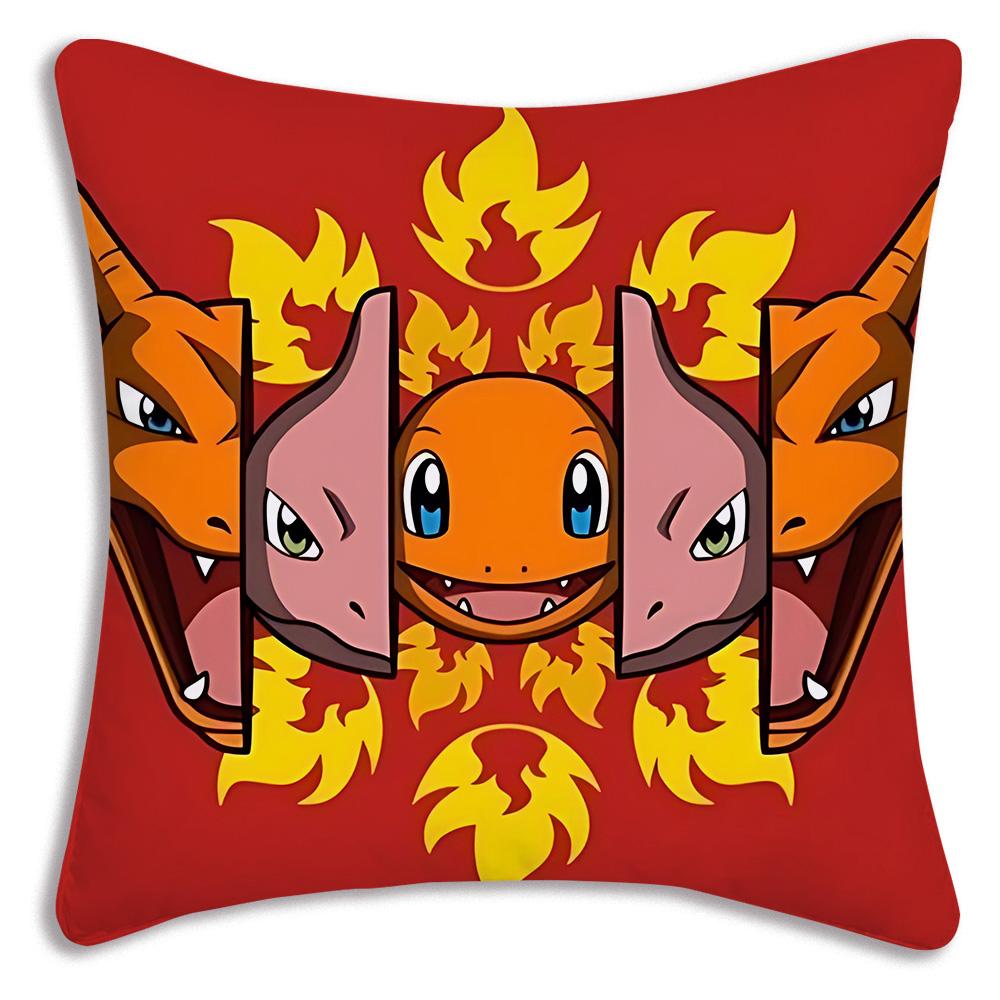 Pillow Covers Cartoon Charizards Sofa Decorative Home Double-Sided Printing Short Plush Cute Cushion Cover