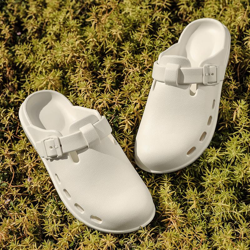 

Модные клоги-тапочки женские мужские уличные противоскользящие тапочки обувь подошва из ЭВА мягкие шлепанцы новые водонепроницаемые медицинские тапочки 44-45 белый