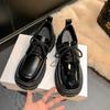 Spring new platform women's British style small leather shoes versatile leather lace-up black jk single shoes