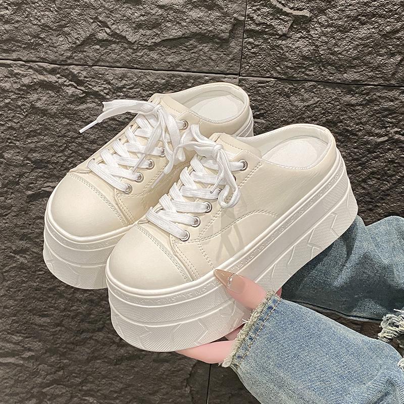 

Fashion 8CM Patent Microfiber Leather Synthetic Platform Wedge Breathable Pumps Summer Chunky Heels Mary Jane Slippers Shoes 34 бежевый