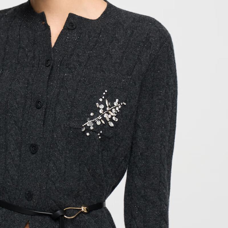 ELLASSAY Women's Rhinestone Embellished Knit Cardigan