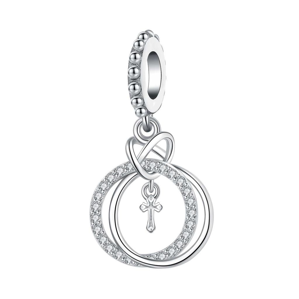 2026 Angel Eyes Cross Charm Positioning Buckle Charm Bead Jewelry Bracelet Accessories 925 Silver Girl