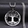 Fashion Tree of Life Round Necklace for Women Men Stainless Steel Gold Color Chain Necklaces Jewelry arbre de vie N3399S02