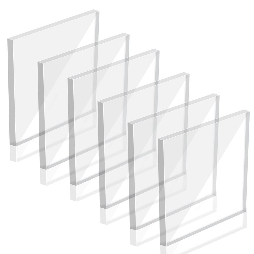 ziyue 6-Piece Acrylic Block Display Stand, 100mm Diameter x 10mm Thick, Square Acrylic Stand, Transparent Display Base