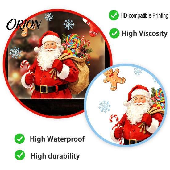 Reusable Festive Decor Watercolor Christmas Static Sticker, Santa Claus/Deer/Christmas Tree/Cake Pattern Print, DIY Window Decorations Thickened