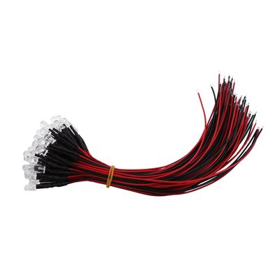 50pcs Pre Wired 12V Water Clear Flash LED Diodes White Red Blue Light 5mm White Light(#5)