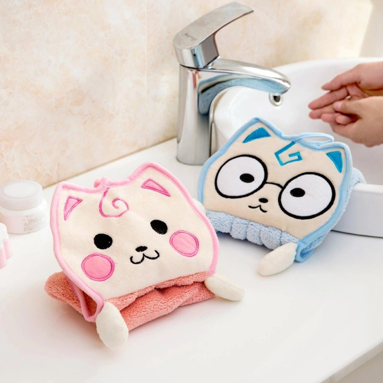 

Мягкое полотенце для рук, впитывающая ткань, салфетки для посуды, принадлежности для ванной комнаты, подвесное полотенце с мультяшным котом, тряпка для чистки, кухонные аксессуары