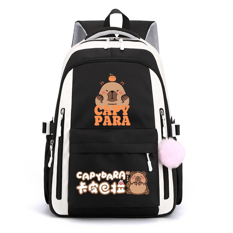 Trendy kapibara creative cartoon printing cute emoji bag for primary and secondary school students to reduce the burden of spine protection schoolbag
