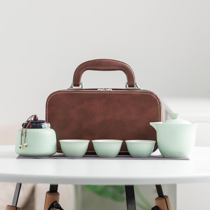 Business Gifts Travel Tea Set Kuaike Cup One Pot Three Cups Portable Cover Bowl Small Set Outdoor High-end Kung Fu Set