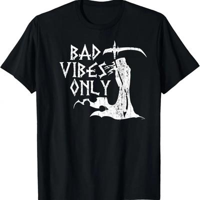 NUR SCHLECHTE VIBES Lustiger Sensenmann Todesengel Vintage Goth T-Shirt