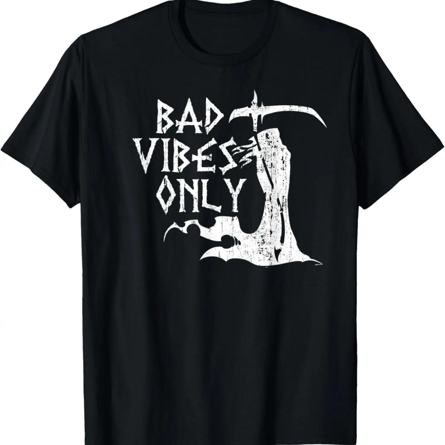 ТОЛЬКО ПЛОХАЯ ЭНЕРГИЯ Смешная винтажная готическая футболка с Мрачным Жнецом Ангелом Смерти S чёрный