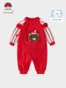 Gender-Neutral Baby Cotton Romper - Christmas Red, 6-12 Months
