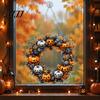 Waterproof Halloween Front Door Sign Pumpkin Pendant Decoration with Hanging Chain Acrylic Welcome Party Ornament for Porch Window Wall Indoor Outdoor