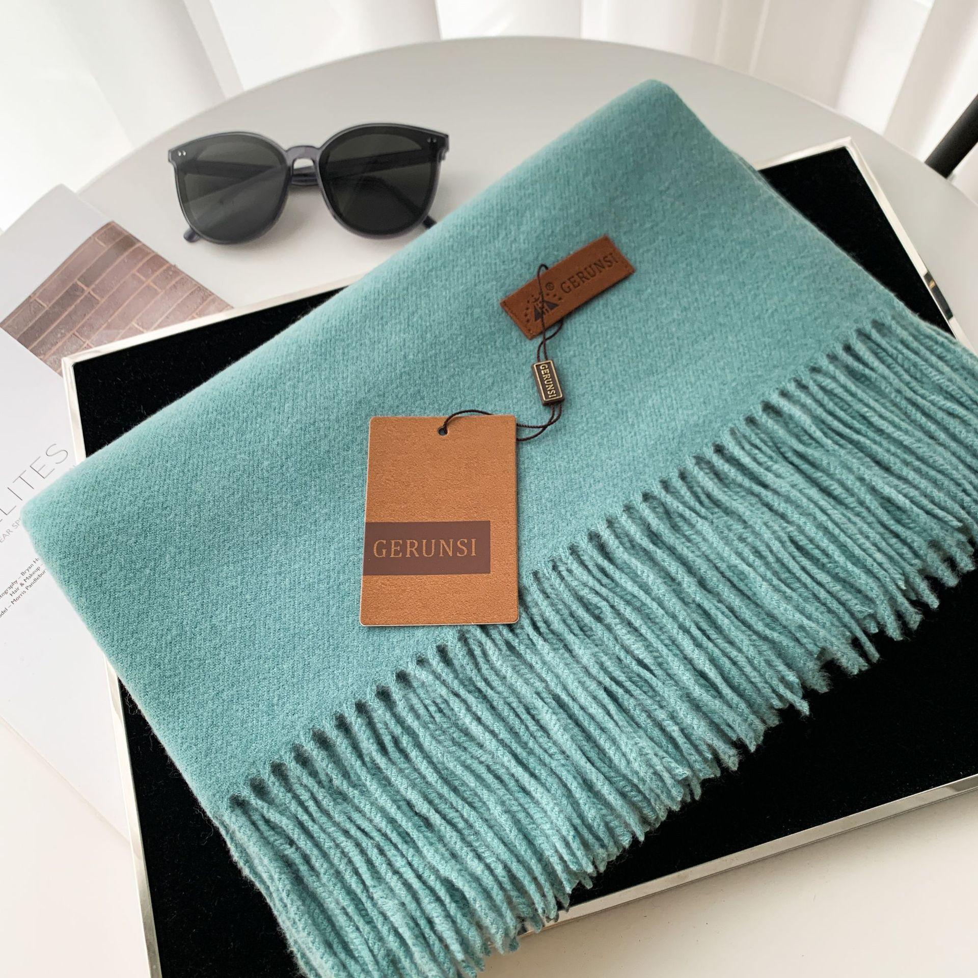 

Однотонный кашемировый шарф, утолщенный с бахромой, студенческий теплый шарф 300 г 200CM