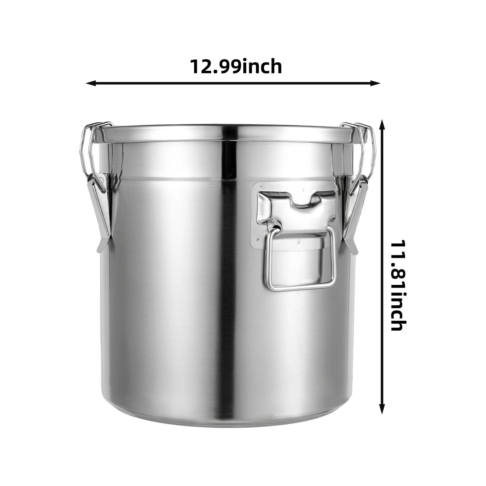 304 Stainless Steel Airtight Canister Rice Container 33L Three Buckle Sealed Storage Bin for Rice Flour Kitchen Pantry Organizer