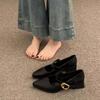 Comfortable temperament soft sole thick heel leather surface single shoes new niche design Mary Jane