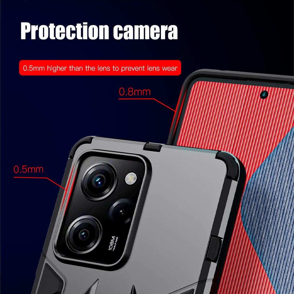 KEYSION Custodia antiurto per armatura per POCO X5 Pro 5G Custodia in silicone + anello in metallo per PC Custodia per telefono per Xiaomi POCO X5 5G