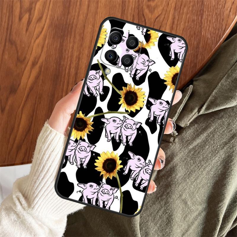 Western Highland Cow Sunflower Cute Case For Samsung Galaxy M06 M16 M36 M56 M33 M15 M55 M31 M13 M12 M14 M53 M32 M52 M35 M34 M54