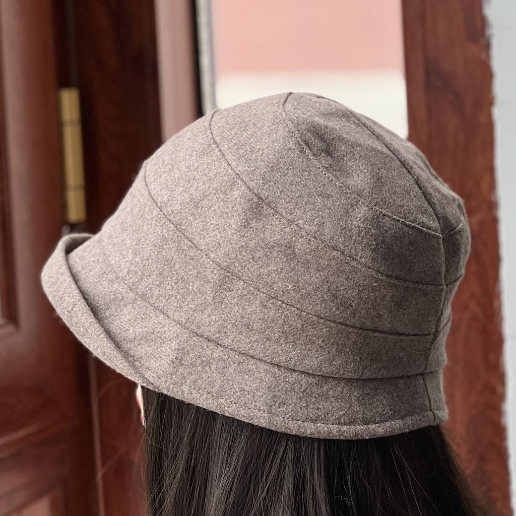 New Rolled-brim Bucket Hat Women's Autumn and Winter Small Edge Woolen Basin Hat Retro Rolled-edge Casual Hat Slim Warm Sun Hat