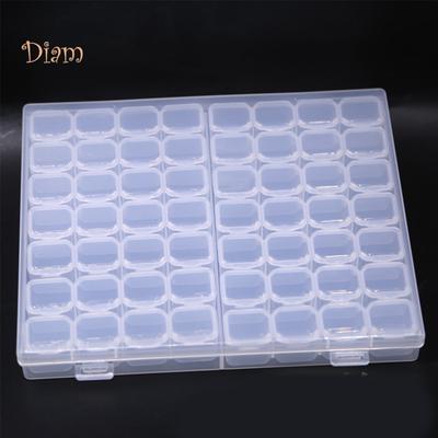 Boîte de rangement transparente Fetong 56 grilles pour bijoux à ongles, boîte à outils avec couvercle, conteneur d'affichage
