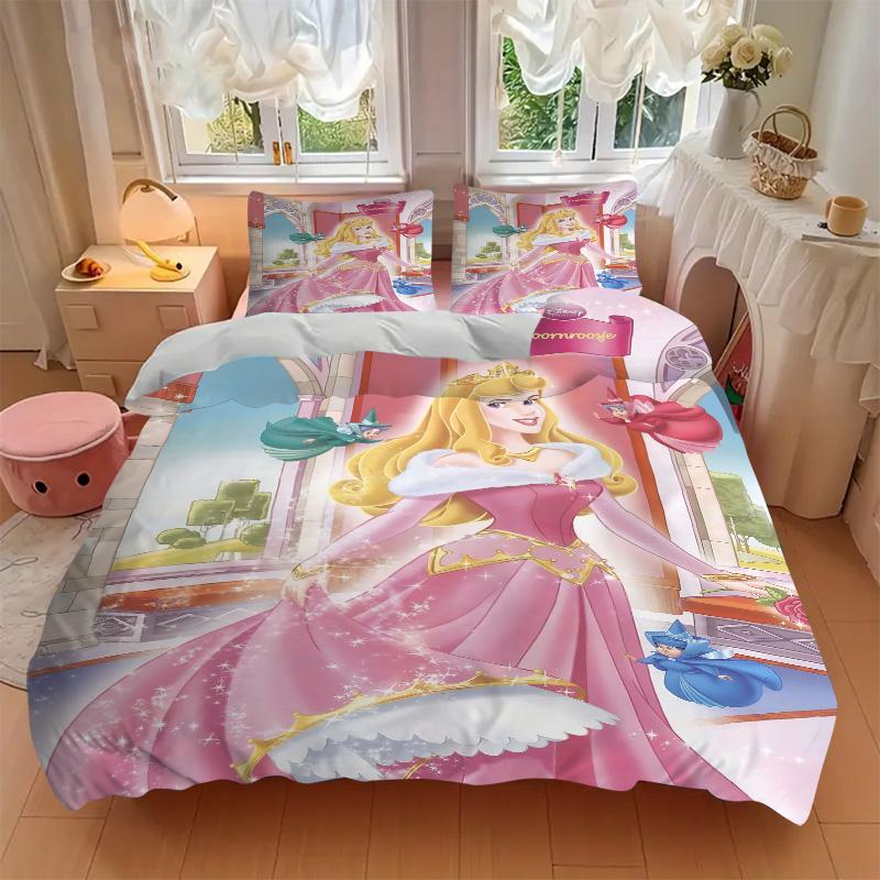Princess Aurora'S Castle Print 3Pcs Bedding Setduvet Cover With 2 Bedropillowcase Home Birthday Gift